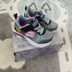 Skechers Kids' Gray and Black Rainbow Sneakers
